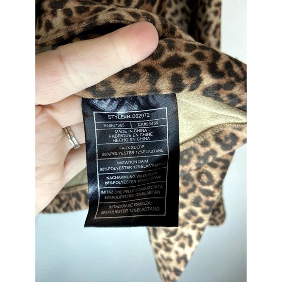 BB Dakota womens medium faux suede cheetah print long sleeve open front cardigan - Picture 5 of 6